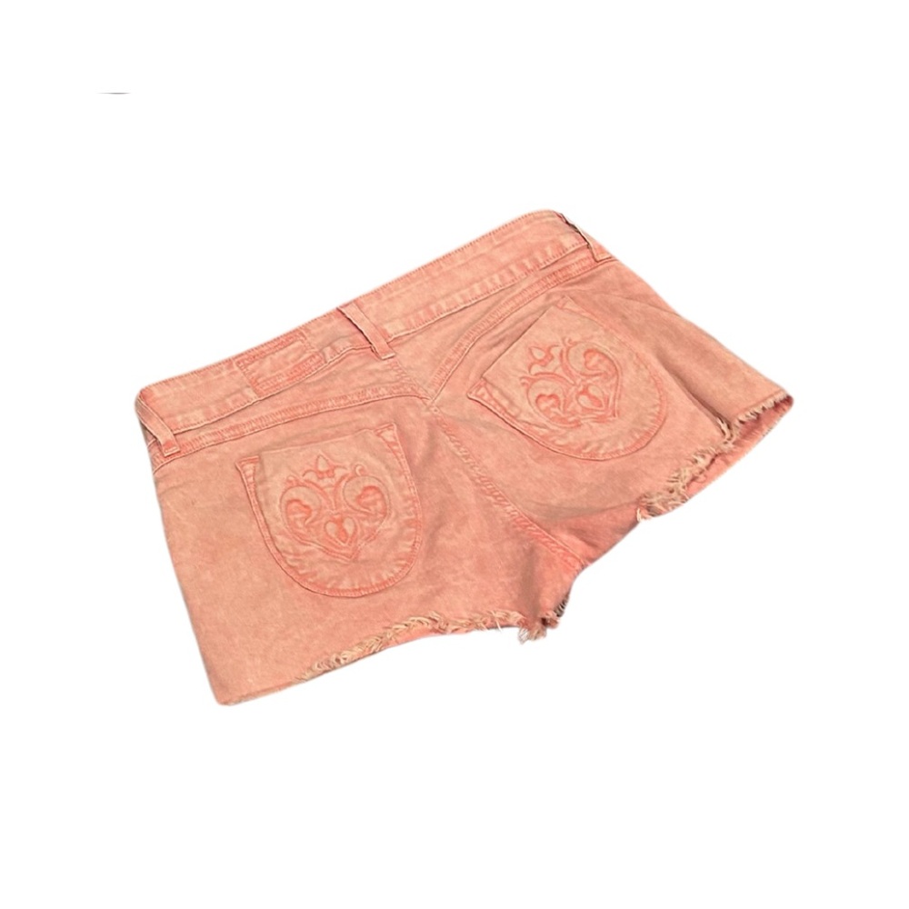 Siwy Camilla Cutoff Denim Shorts | Acid Wash Coral Pink | Size 28 - Picture 3 of 4